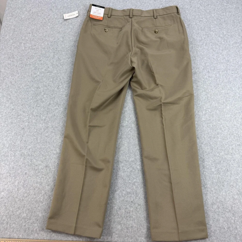 Van Heusen Traveler Dress Pants Mens 32x29 Beige Non Iron Microfiber NEW $60